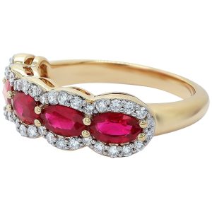 Oval Ruby 5 Stone Diamond 18ct Yellow Gold Ring