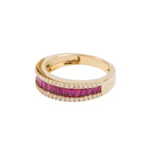Ruby & Diamond 18ct Yellow Gold Half Eternity Ring