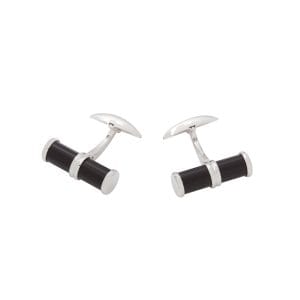 Sterling Silver & Onyx Cylinder Cufflinks