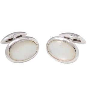 Sterling Silver & Mother of Pearl Oval Cufflinks