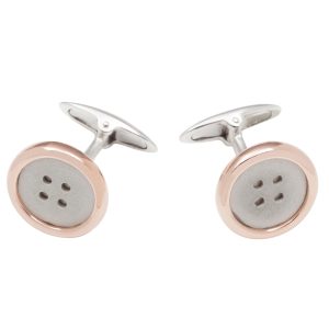 Rose Gold & Sterling Silver Button Cufflinks