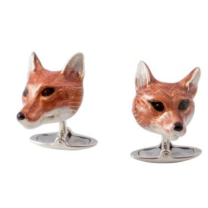 Sterling Silver & Enamel Fox Cufflinks