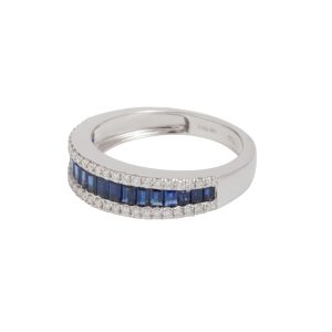 Sapphire & Diamond 18ct White Gold Half Eternity Ring