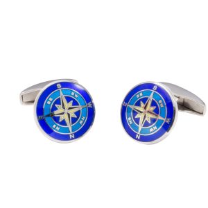 Sterling Silver Enamel Compass with Swivel