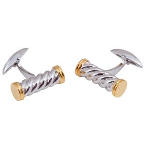 Sterling Silver Cylinder Twist with Gilt Ends Cufflinks