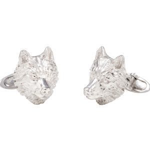 Sterling Silver Wolf Head Cufflinks