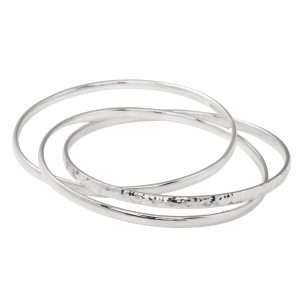Silver Russian Bangle with Hammered Ring