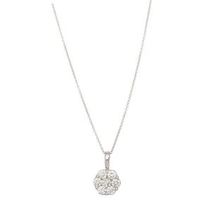 18ct White Gold Diamond Cluster Pendant