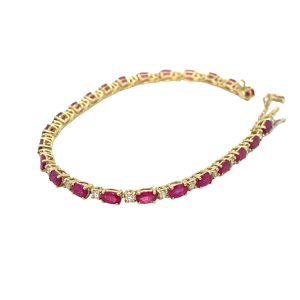 Oval Cut Ruby & Diamond 18ct Yellow Gold Bracelet