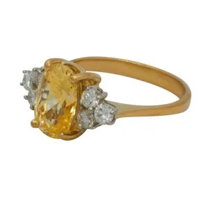 Oval Yellow Sapphire with Diamond Shoulders, 18ct Yellow Gold Ring