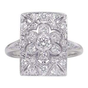 18ct White Gold Diamond Art Deco Ring