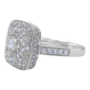 18ct White Gold Diamond Art Deco Ring