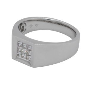 Mens 18ct White Gold and Diamond Ring