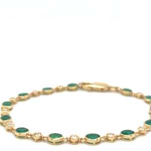 18ct Yellow Gold Emerald & Diamond Bracelet