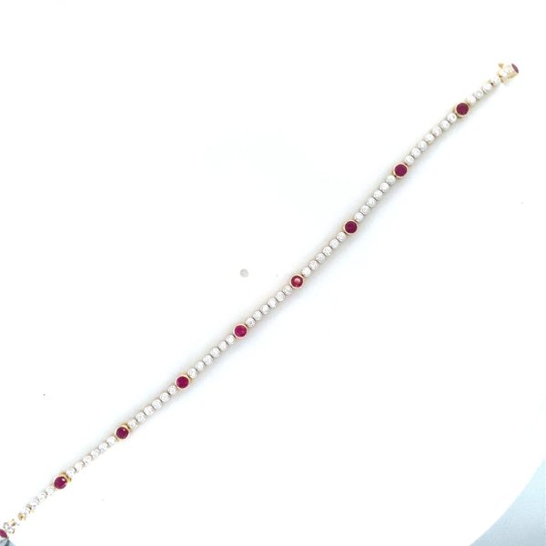 Ruby & Diamond 18ct Yellow Gold Bracelet - Image 3